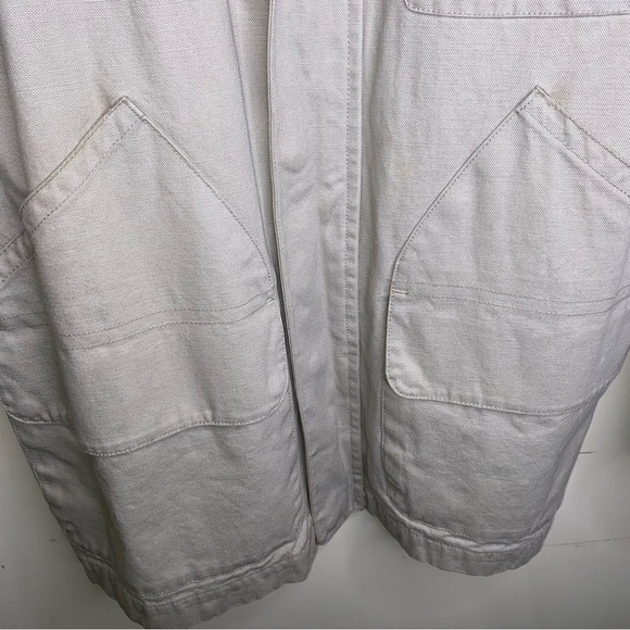 Vintage Nautica Medium Longer Canvas Utility Work Coat Jacket w/ Leather Collar - Picture 7 of 16